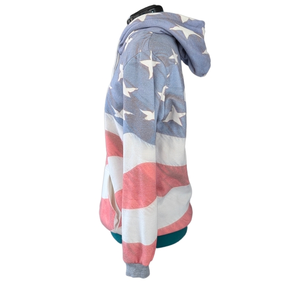 American Flag Fleece Lined Hooded Sweatshirt - Picture 5 of 11